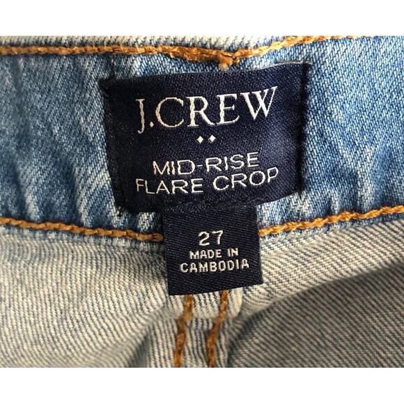 J.Crew Medium Wash Mid Rise Flare Crop Button Up Jeans Reg Size 27 - Picture 3 of 9